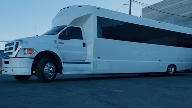 Party Bus interior with entertainment lighting